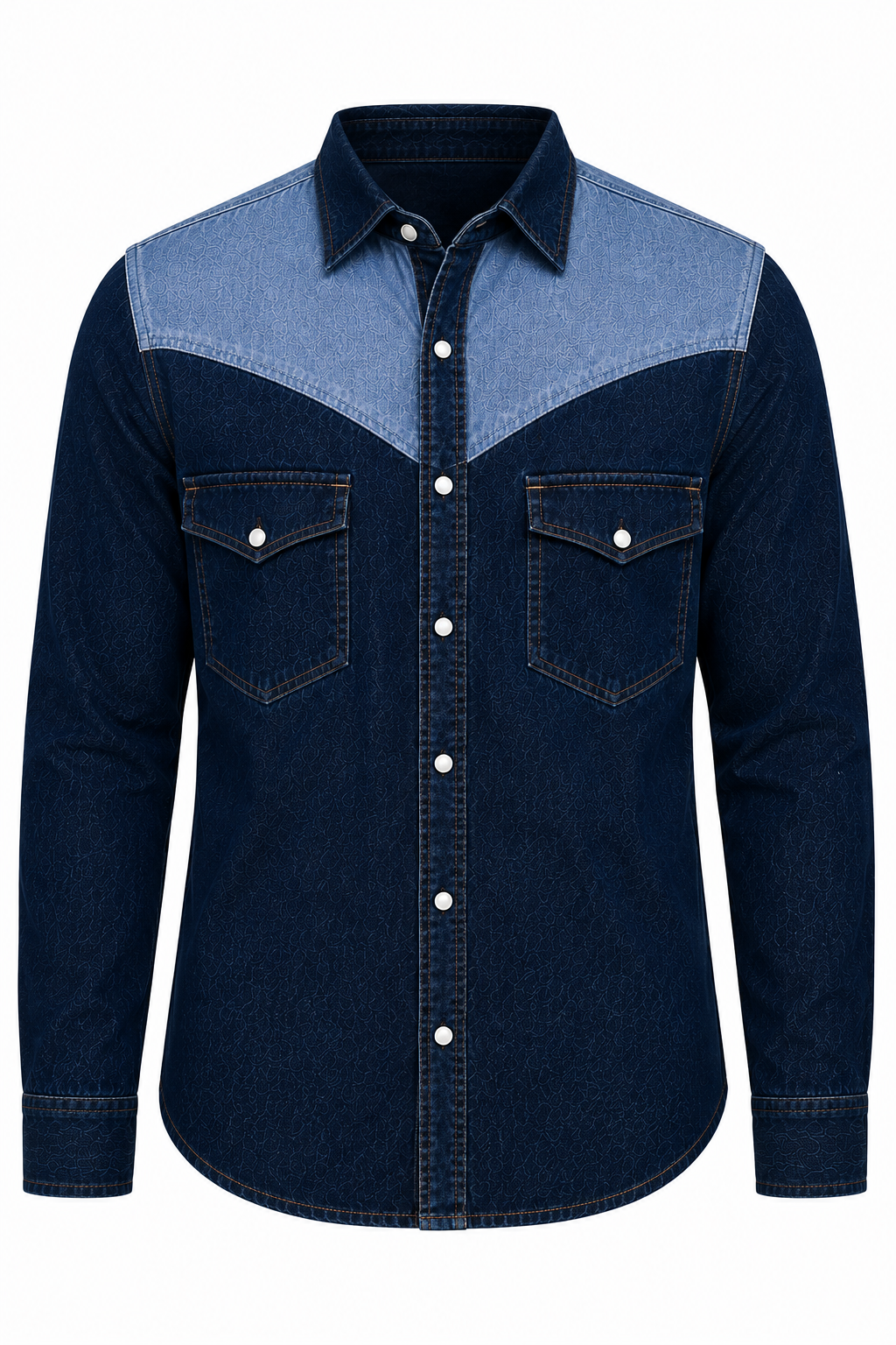 Men's Yoke Block Stretch Denim Shirt - Image 2
